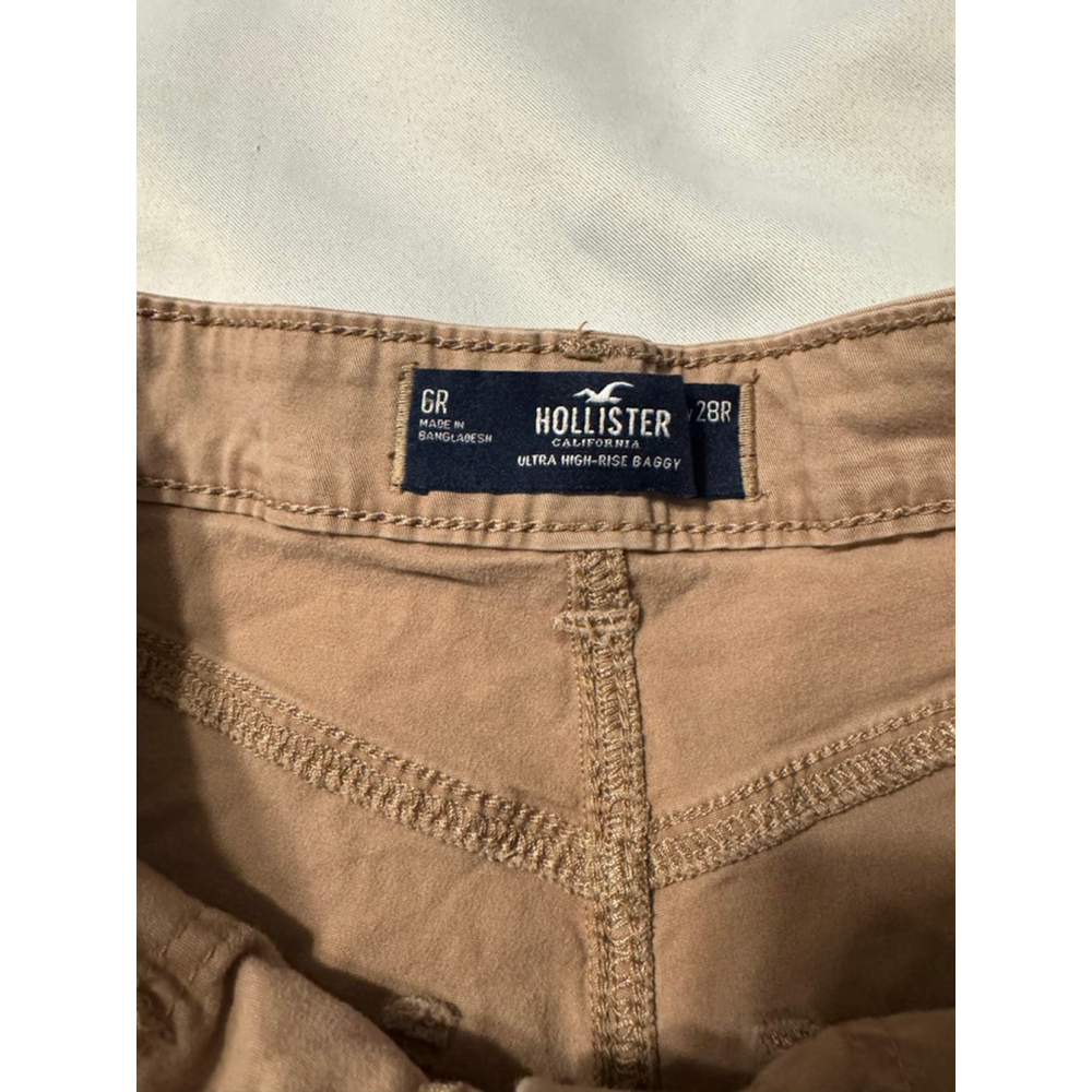 Vintage Y2K Baggy Hollister Tan Wide Leg Cargo Pants Size 6 - Picture 4 of 5